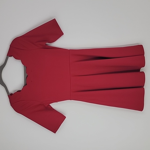 Lulu's tip the scallops red scalloped skater dress size xs - Picture 11 of 15